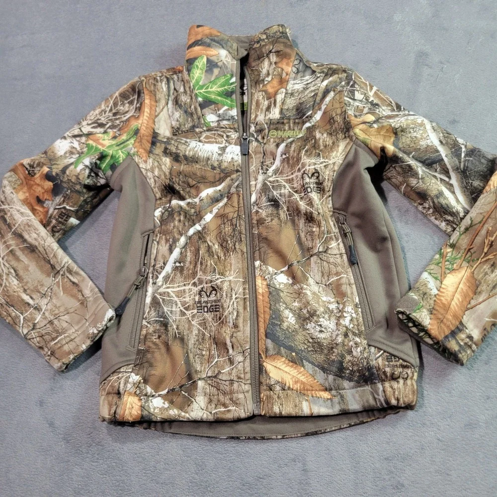 Magellan Outdoors Kid Realtree Edge Camo Waterproof Softshell Jacket XS Full Zip